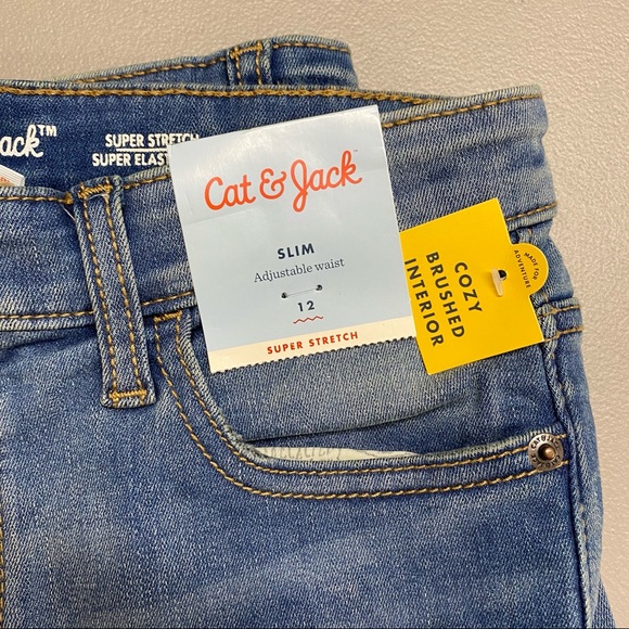 Cat & Jack Slim Blue Jeans Denim Super Stretch 12 - Picture 2 of 6